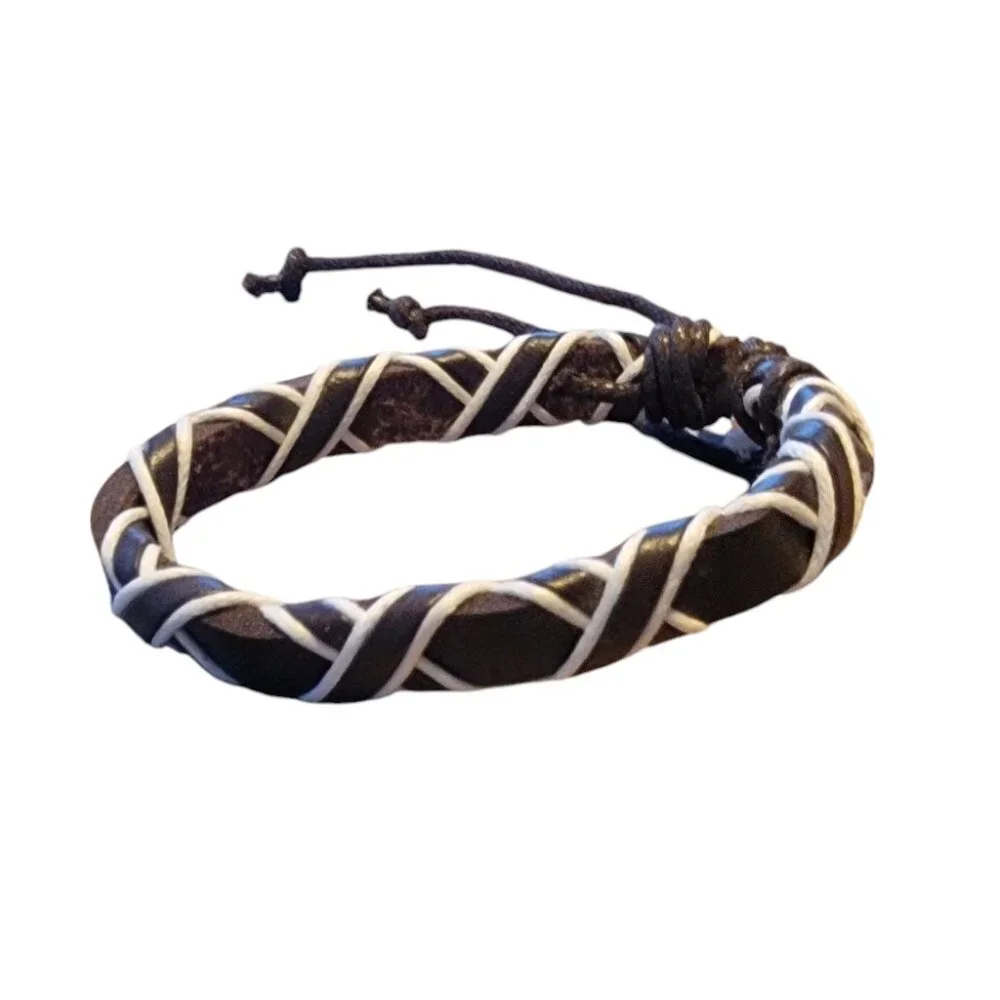 Retro Boho Twisted Cross Leather Unisex Adjustable Bracelet Cuff